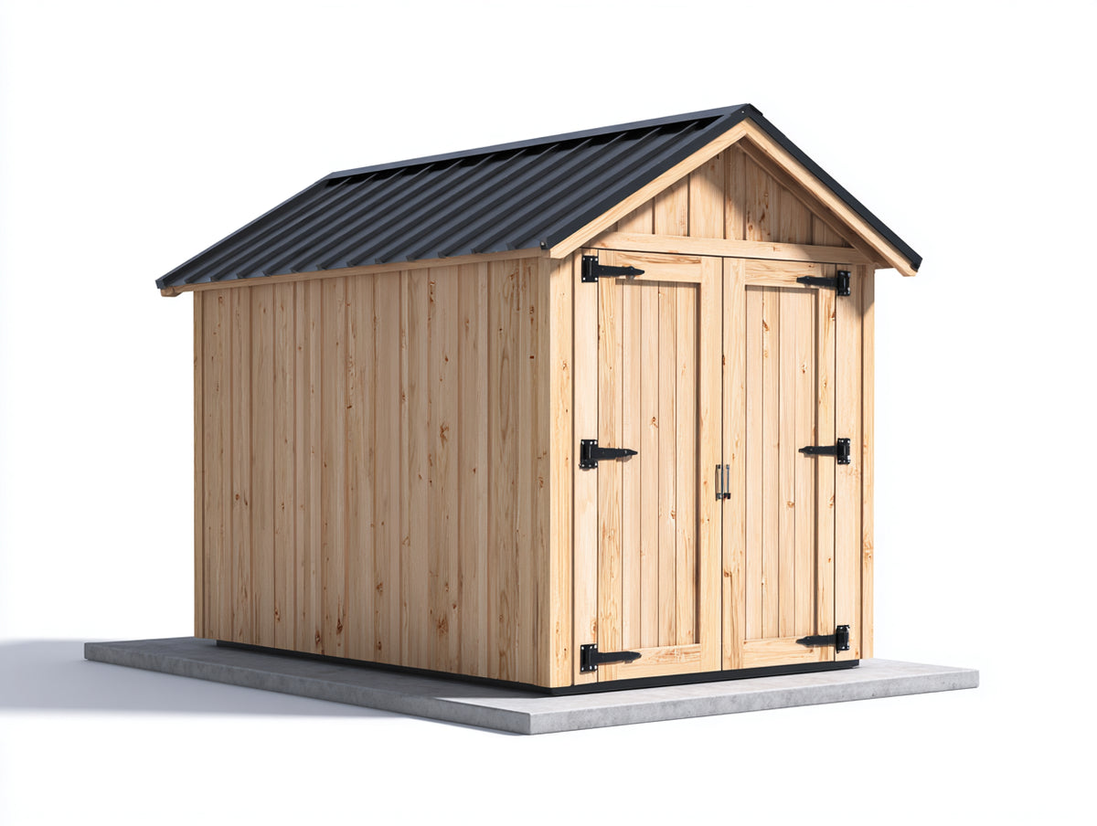 Abri de jardin-Bois-220x170x230 cm-Bois naturel-Noir-Style classique