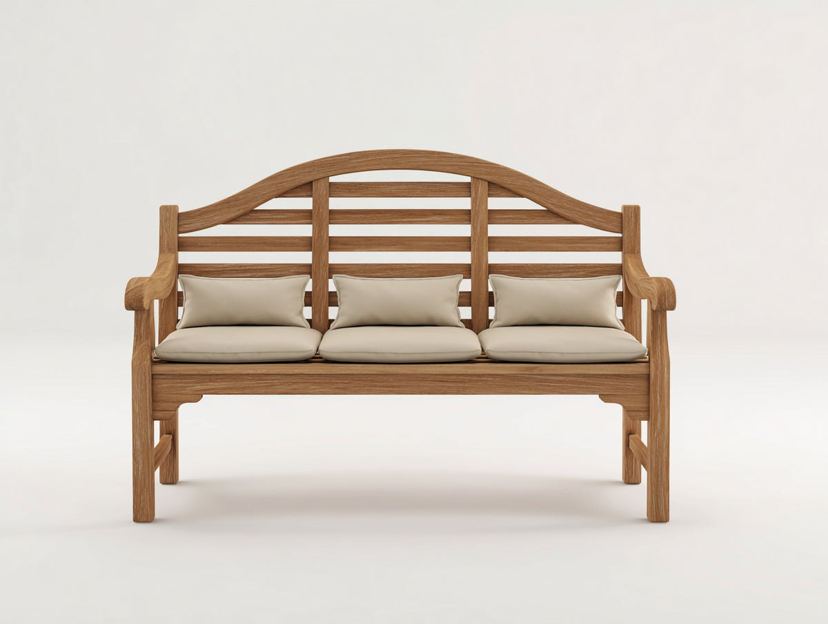 Banc de jardin - Bois-Tissu - 168x66x96 cm - Brun naturel-Beige - Style traditionnel