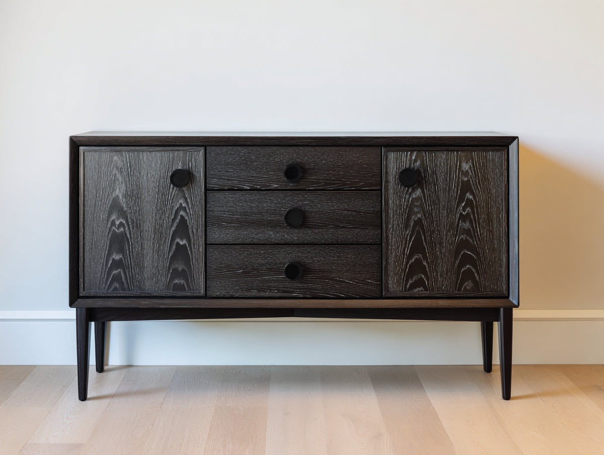 Meuble d'entrée - bois - 136x42x80 cm - brun foncé-noir - style rétro contemporain