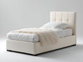 Lit simple - Tissu - 208x106x115 cm - Beige clair - Style moderne