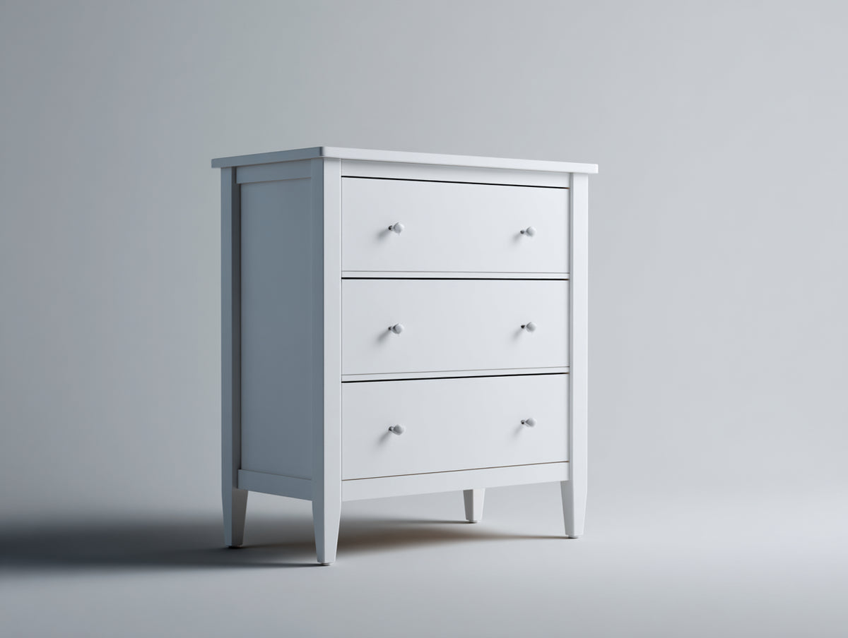 Table de chevet - Bois - 68x40x91 cm - Blanc - Style contemporain