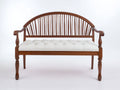 Banc de jardin - Bois-Tissu - 154x64x97 cm - Brun foncé-Blanc cassé - Style classique