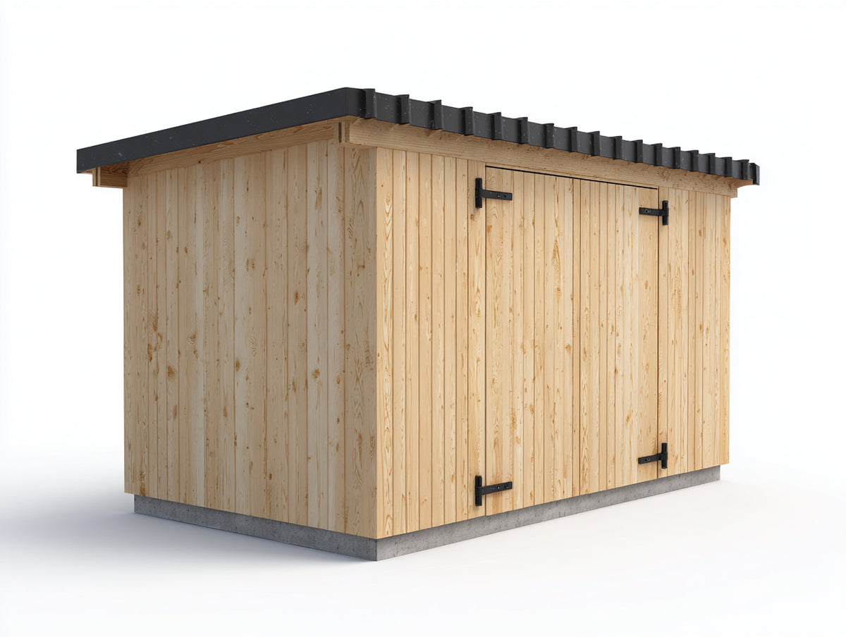 Abri de jardin-Bois-255x195x220 cm-Bois naturel-Gris anthracite-Style minimaliste