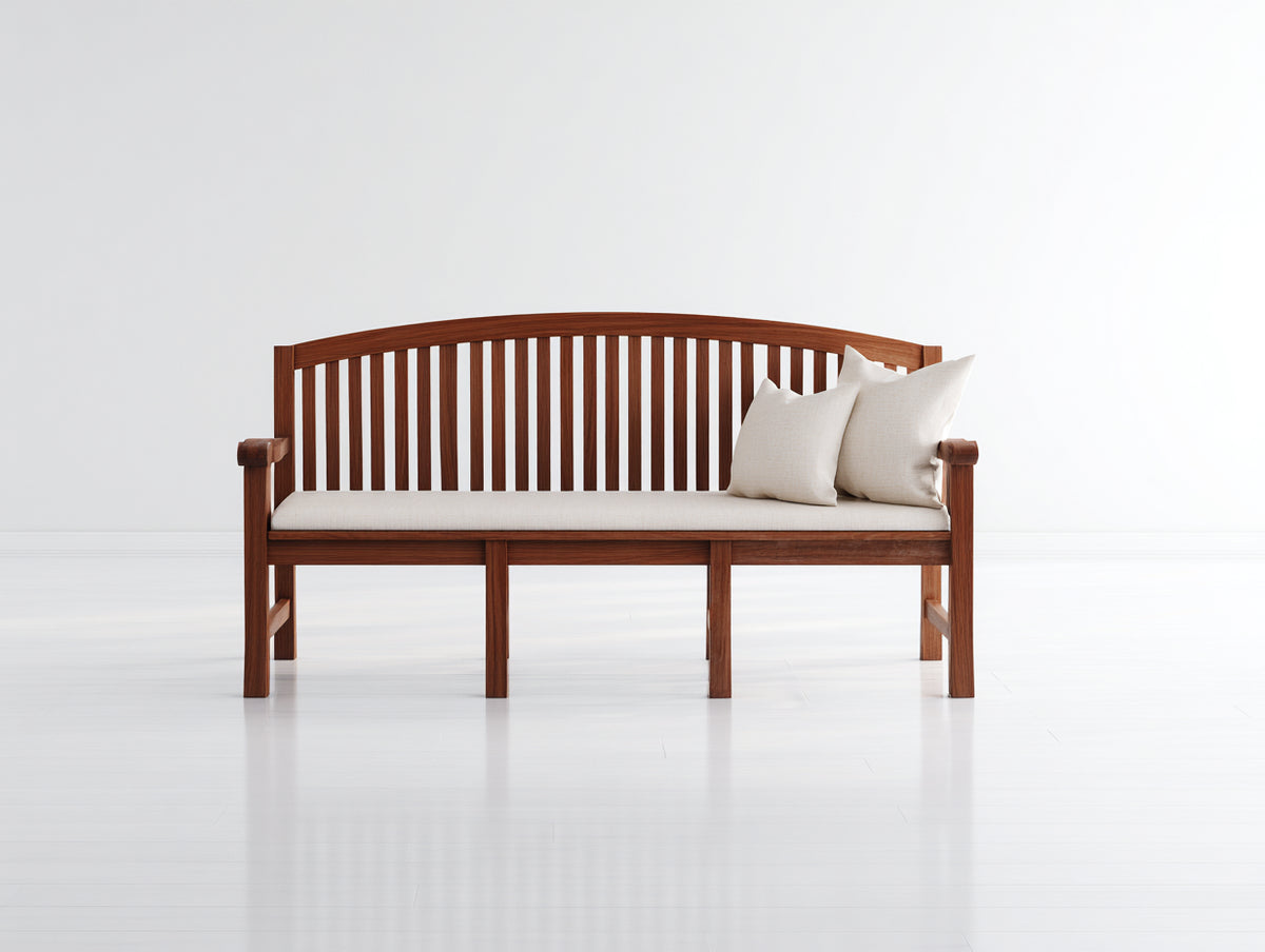 Banc de jardin - Bois-Tissu - 181x66x91 cm - Brun foncé-Écru - Style classique