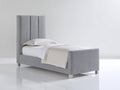 Lit simple - Tissu - 210x106x123 cm - Gris clair - Style contemporain