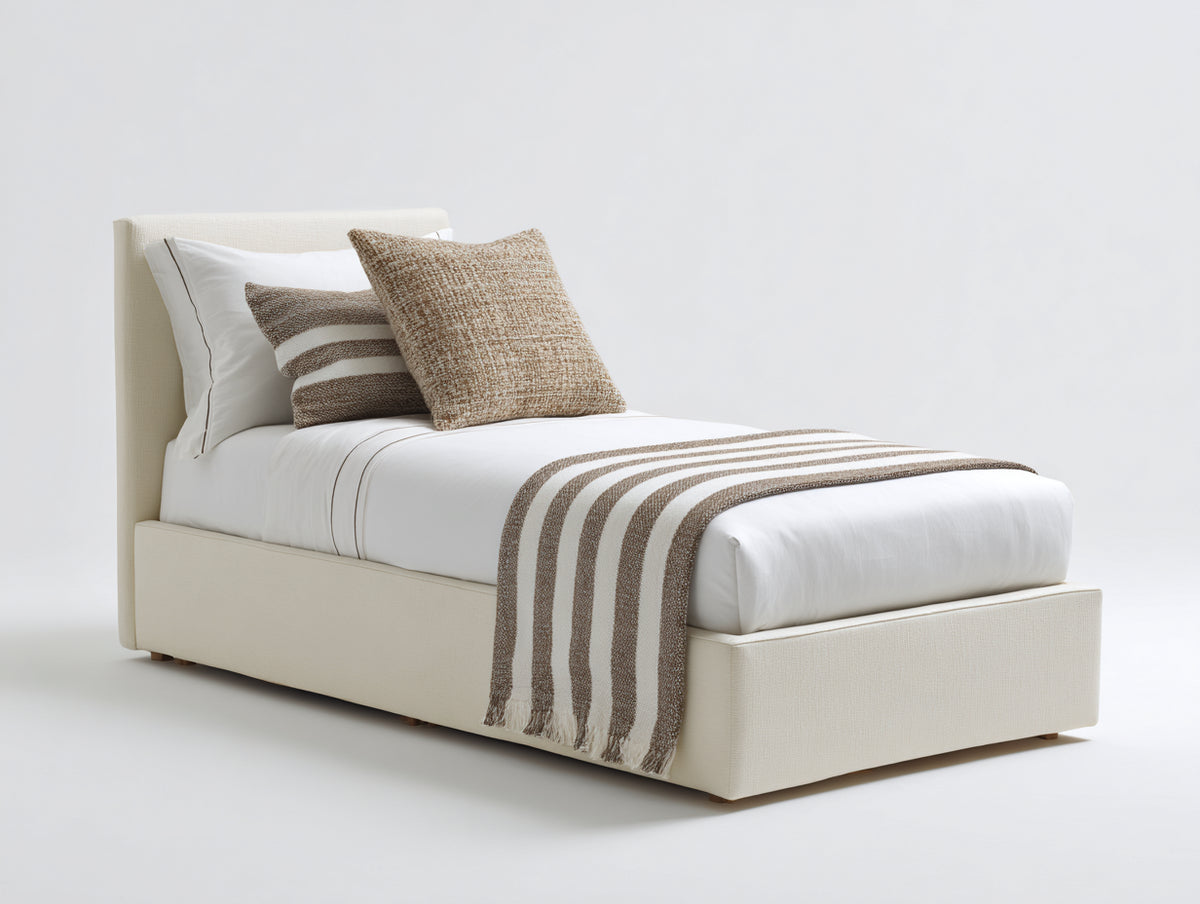 Lit simple - Tissu - 207x104x104 cm - Ivoire - Style minimaliste