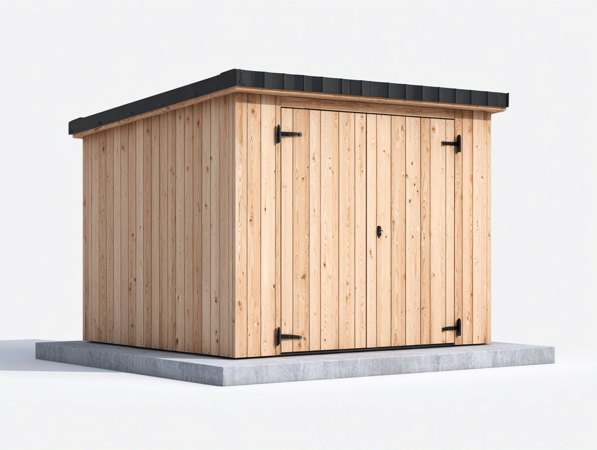 Abri de jardin-Bois-240x185x215 cm-Bois naturel-Noir-Style moderne