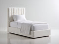 Lit simple - Tissu - 208x104x118 cm - Ivoire - Design moderne