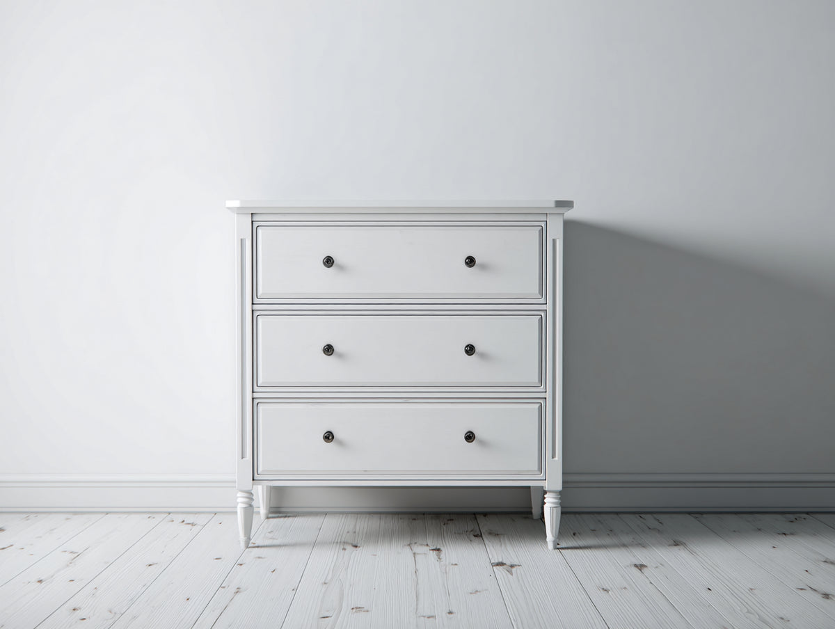 Table de chevet - Bois - 76x41x86 cm - Blanc - Style classique