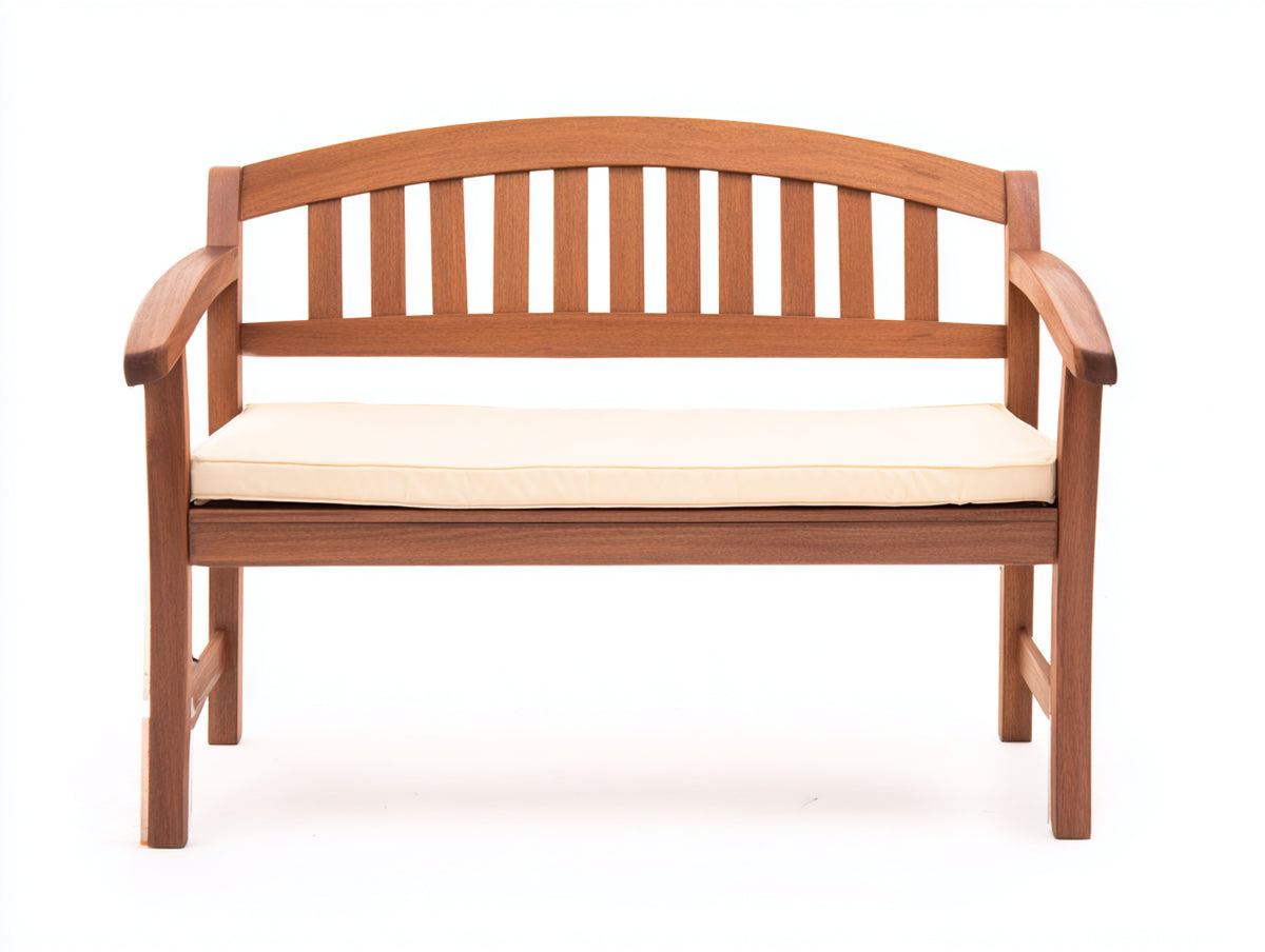 Banc de jardin - Bois-Tissu - 142x62x89 cm - Brun naturel-Écru - Style classique