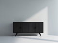 Meuble d'entrée - bois - 148x40x76 cm - noir - style contemporain épuré