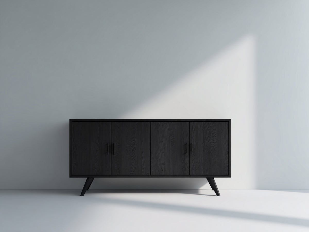 Meuble d'entrée - bois - 148x40x76 cm - noir - style contemporain épuré