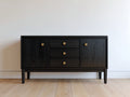 Meuble d'entrée - bois - 140x41x81 cm - noir-or - style rétro élégant