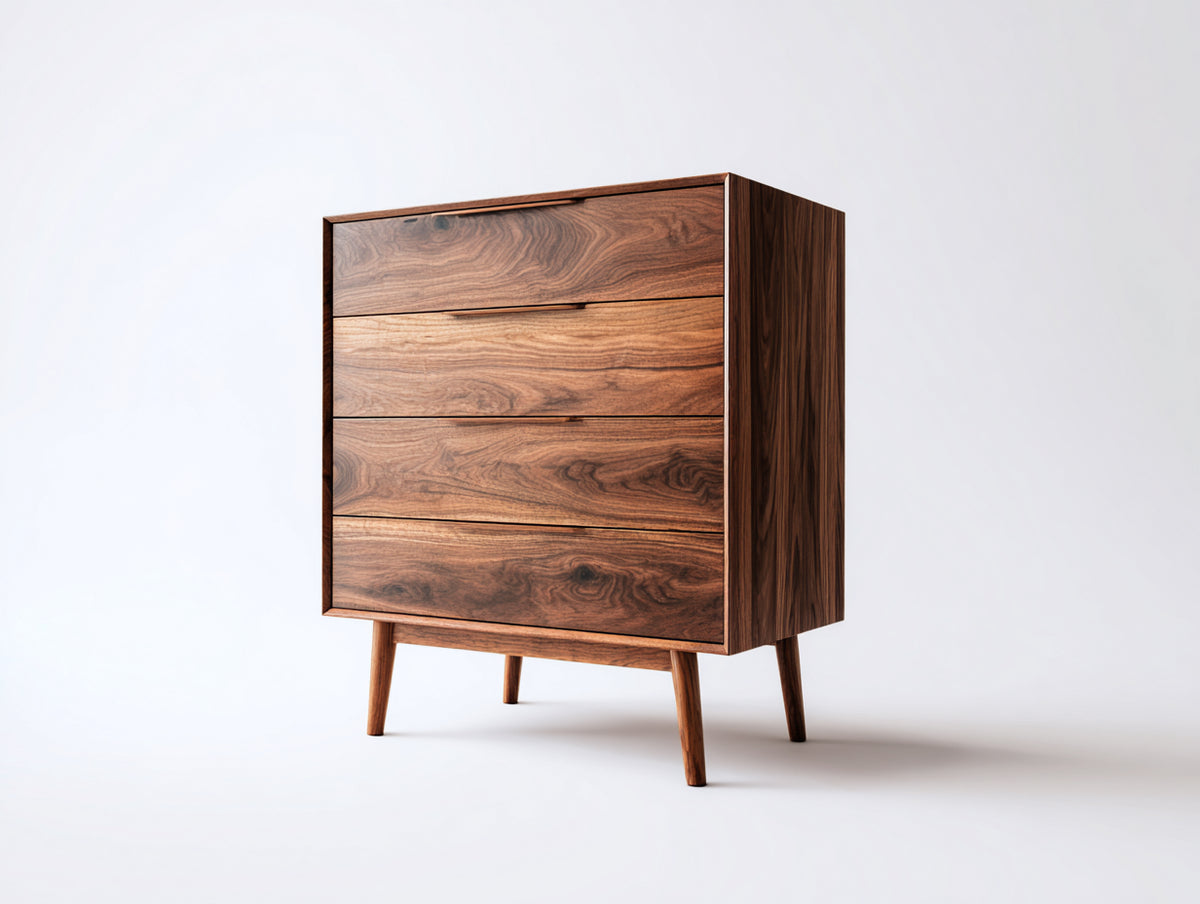 Table de chevet - Bois - 68x40x88 cm - Noyer - Style milieu du siècle