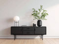 Meuble d'entrée - bois - 156x43x76 cm - noir - style rétro contemporain