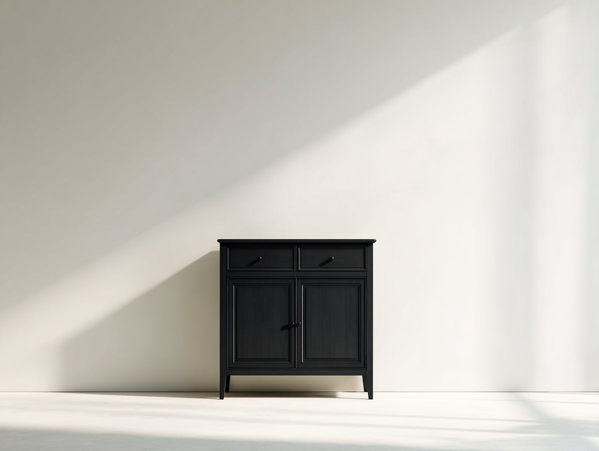 Meuble d'entrée - bois - 78x39x104 cm - noir - style classique contemporain
