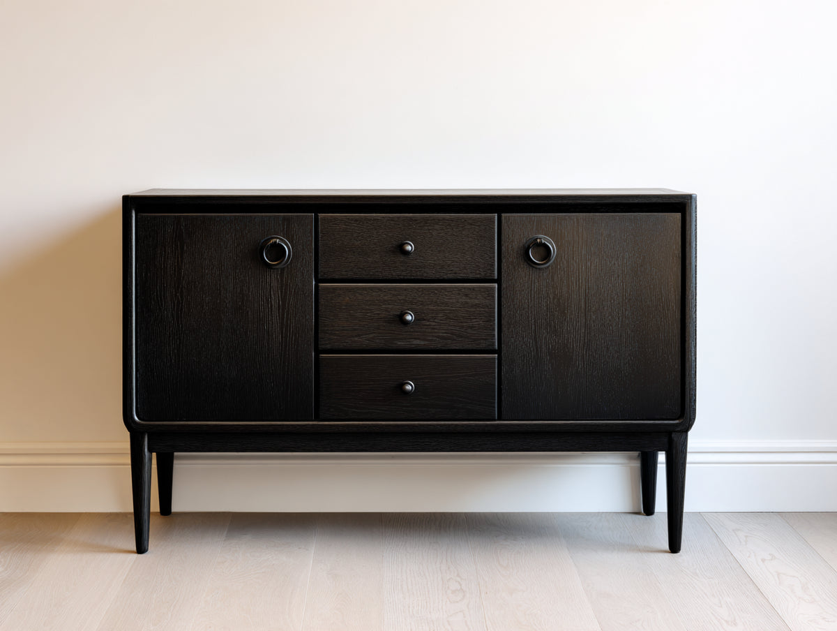 Meuble d'entrée - bois - 132x42x84 cm - noir - style rétro moderne