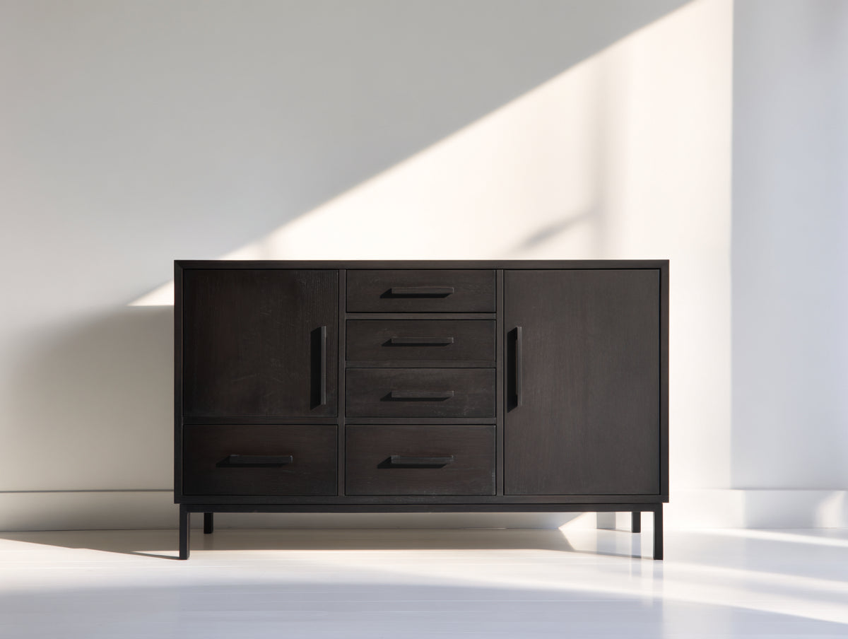 Meuble d'entrée - bois - 128x40x82 cm - brun très foncé - style contemporain fonctionnel