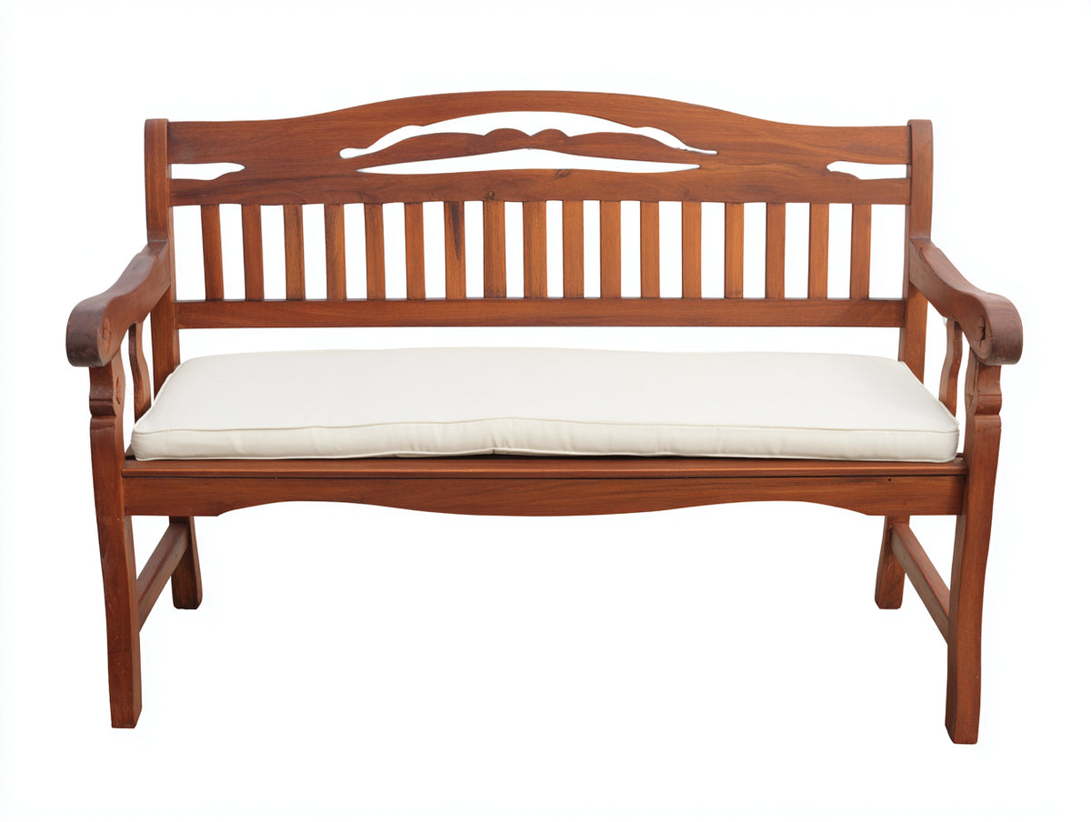 Banc de jardin - Bois-Tissu - 158x65x94 cm - Brun rouge-Blanc cassé - Style traditionnel