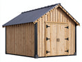 Abri de jardin-Bois-290x220x255 cm-Bois naturel-Gris anthracite-Style rustique