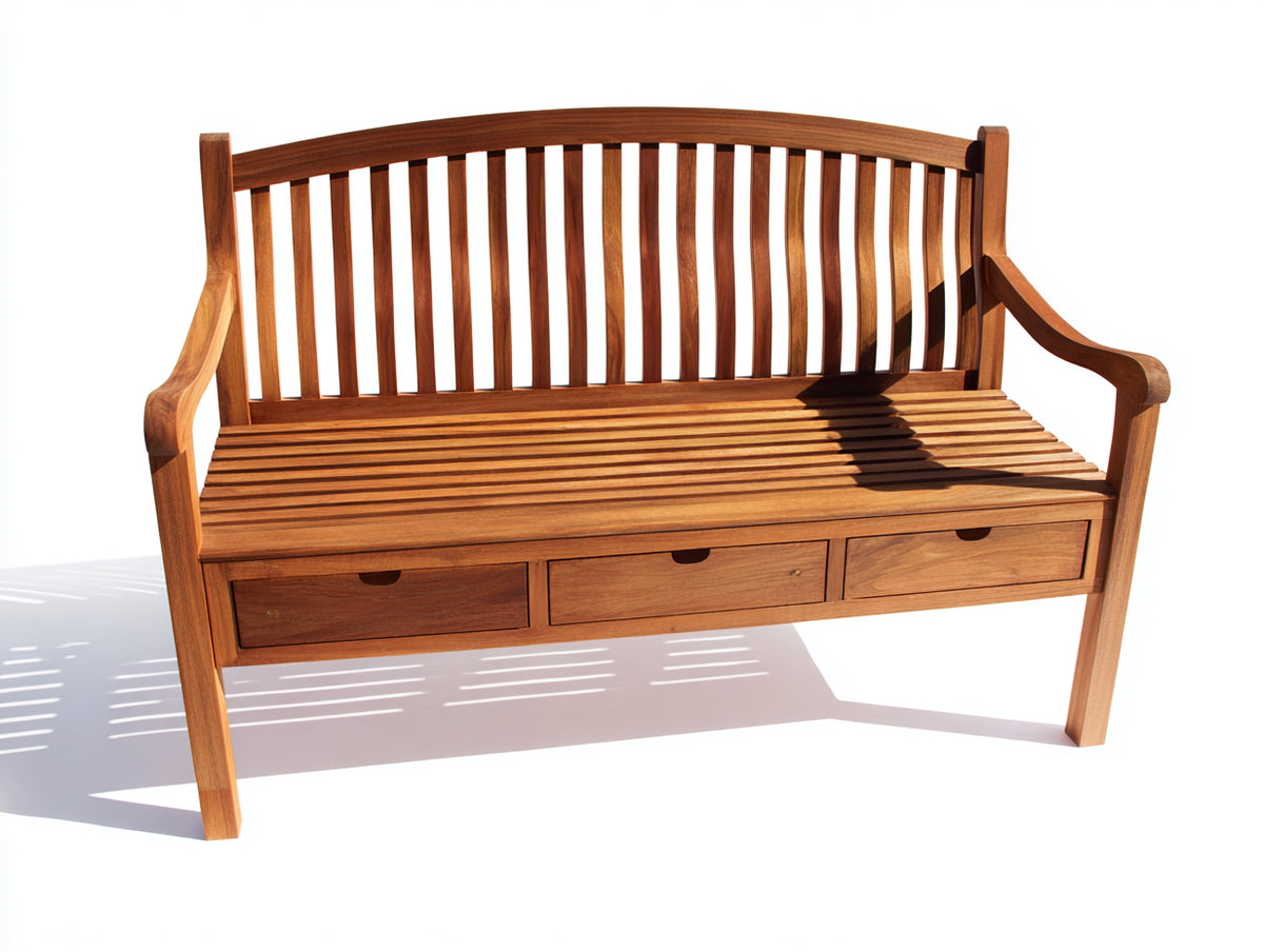 Banc de jardin - Bois - 160x65x92 cm - Brun acajou - Style classique
