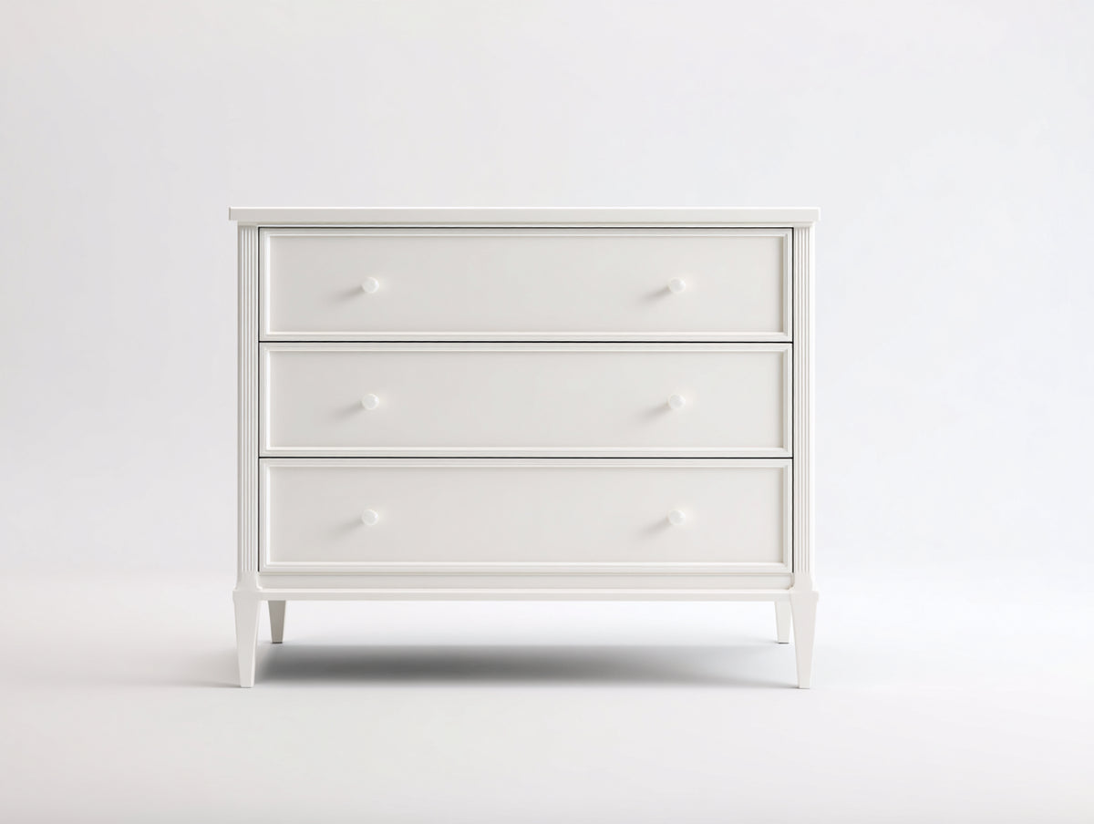 Table de chevet - Bois - 92x42x80 cm - Blanc - Style classique